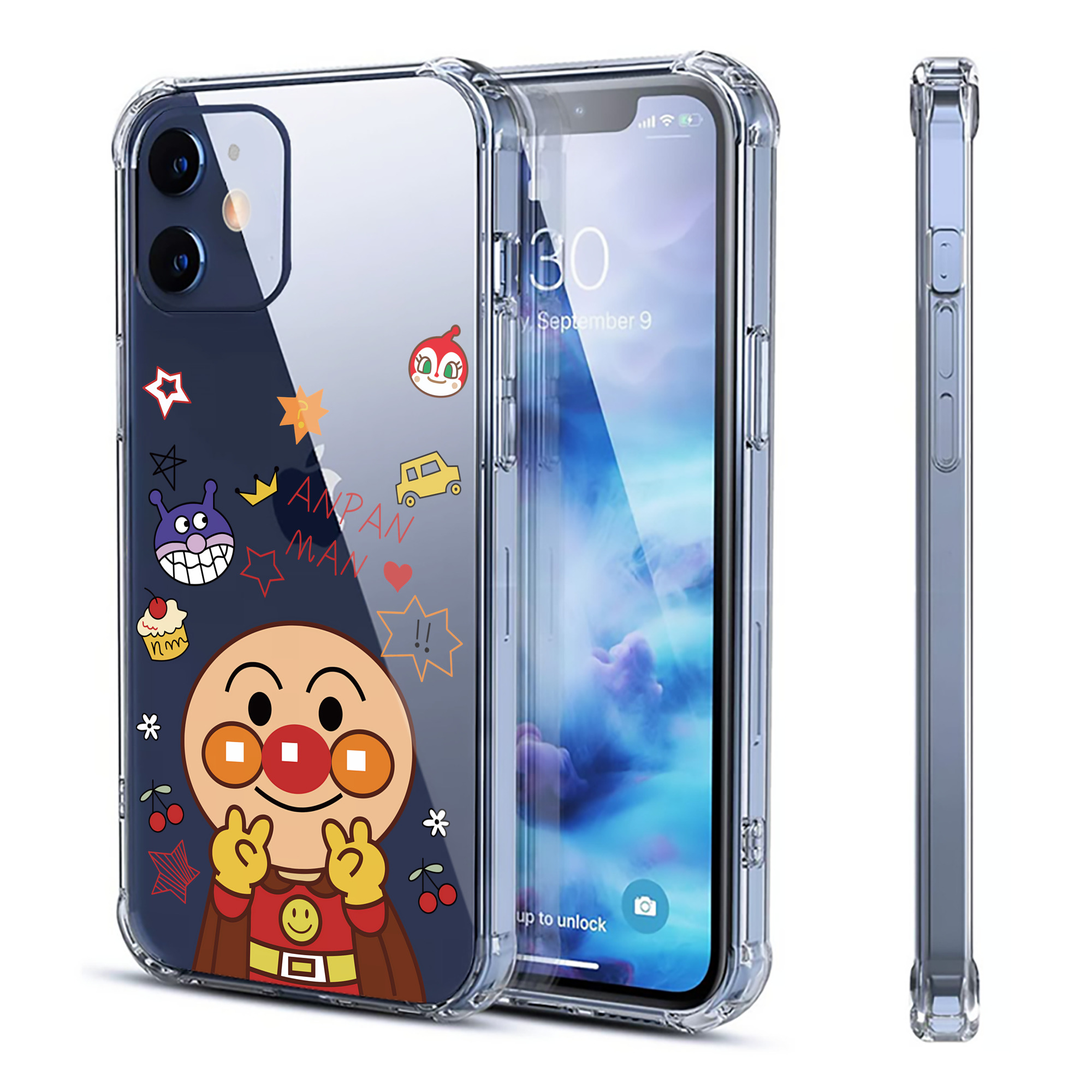 （画像用） アンパンマン Anpanman 【iPhone 12シリーズ対応】透明スマホケース（クリアソフトケース）